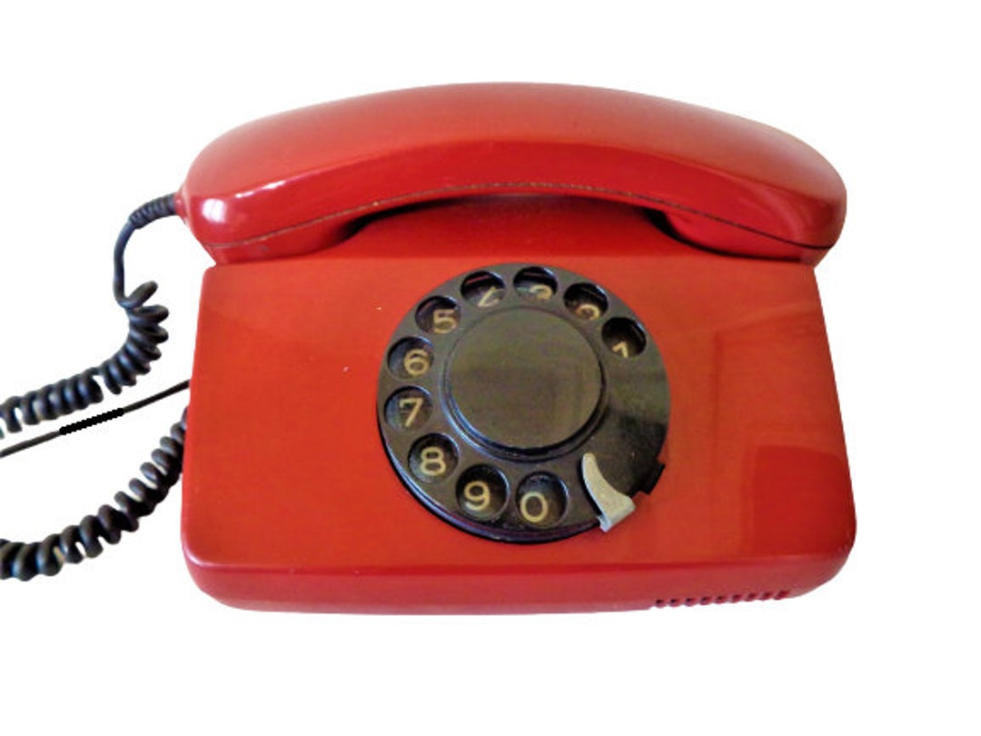 Rotary Dial Telephone, Vintage Rotary Dial Phone, Red Orange Telephone,  1980s -  Canada