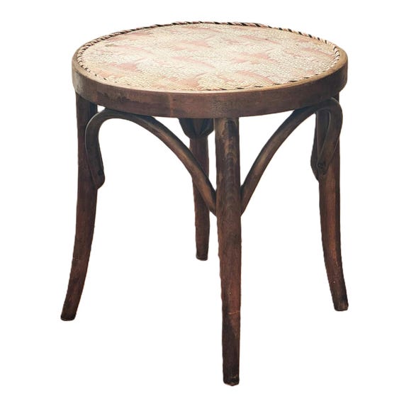 Mid Century Vintage Thonet Style Bentwood Stool Elegant Curved