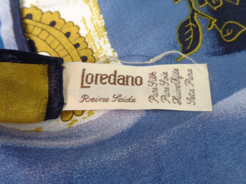 Foulard Vintage LOREDANO En Soie 100% - Motif Floral Multicolore - Italie - Occasion (bon état)
