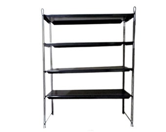 Estantería de pared de metal, estanterías vintage de pared, estanterías de metal negro, almacenamiento moderno de mediados de siglo, muebles de pared retro