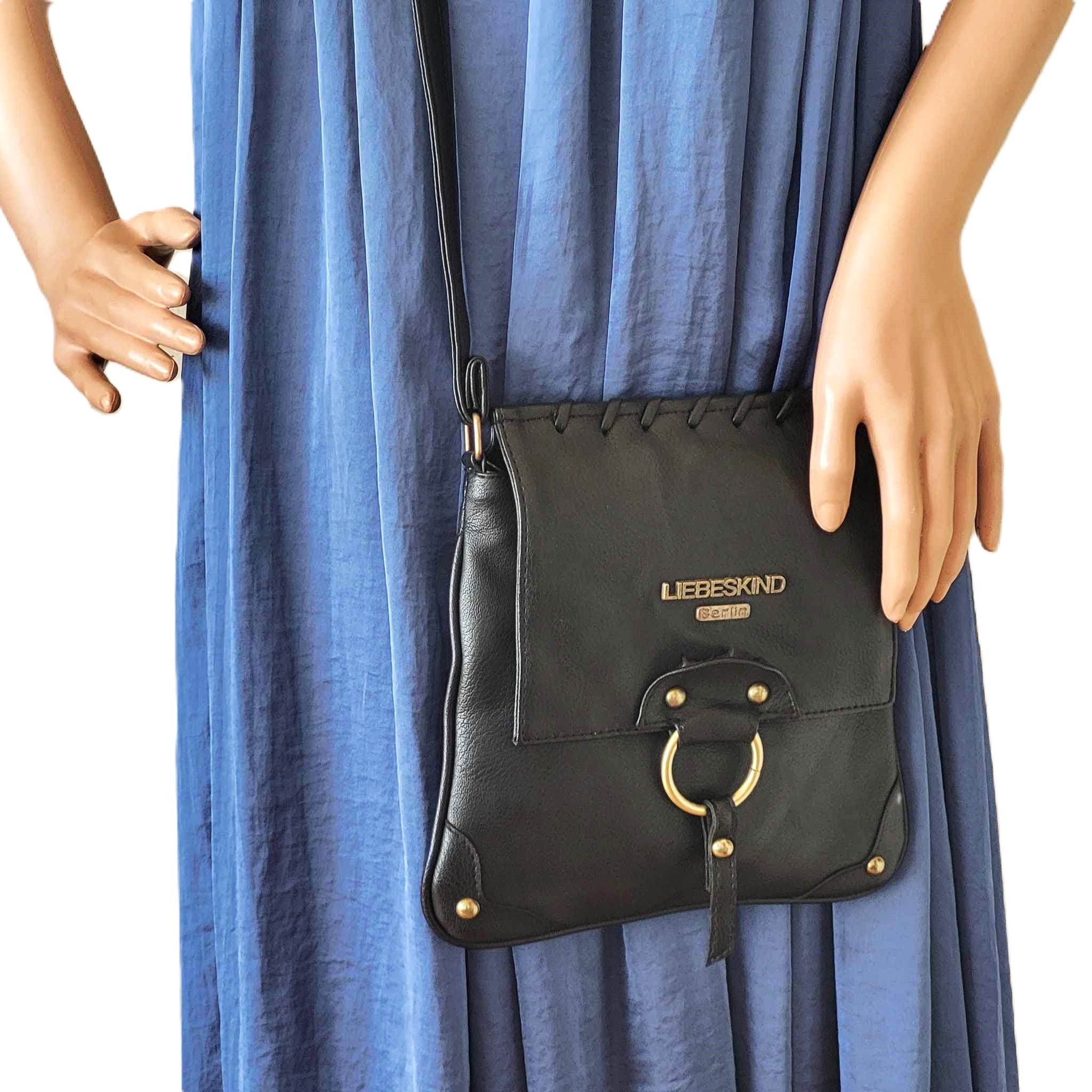 Sac Bandoulière LIEBESKIND BERLIN En Cuir Noir - Crossbody Ajustable - Neuf Avec étiquettes