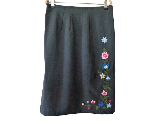 90s MOSCHINO EMBROIDERY SUEDE SKIRT レザー