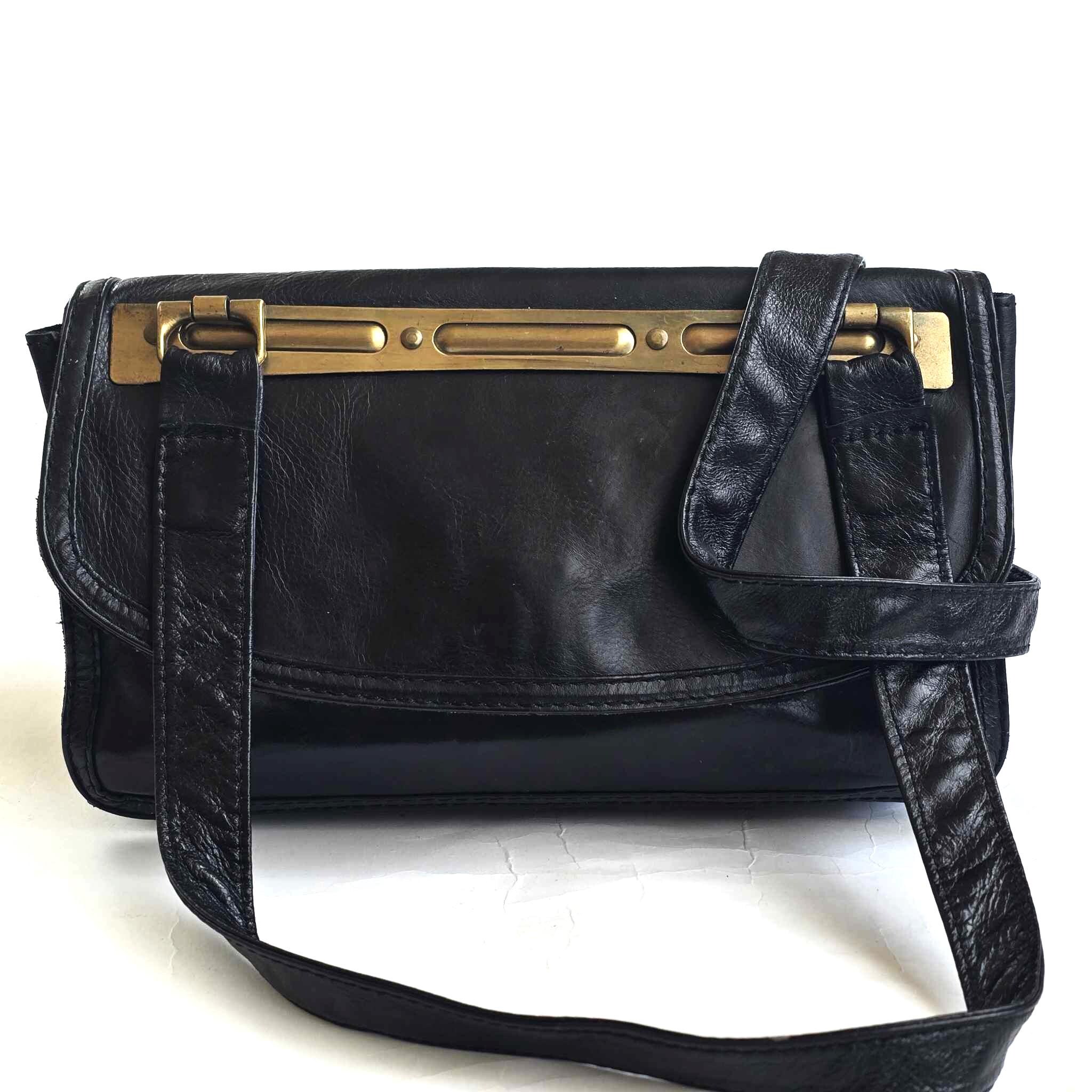Black Leather Shoulder Bag, Three Bags of Finland, Everyday