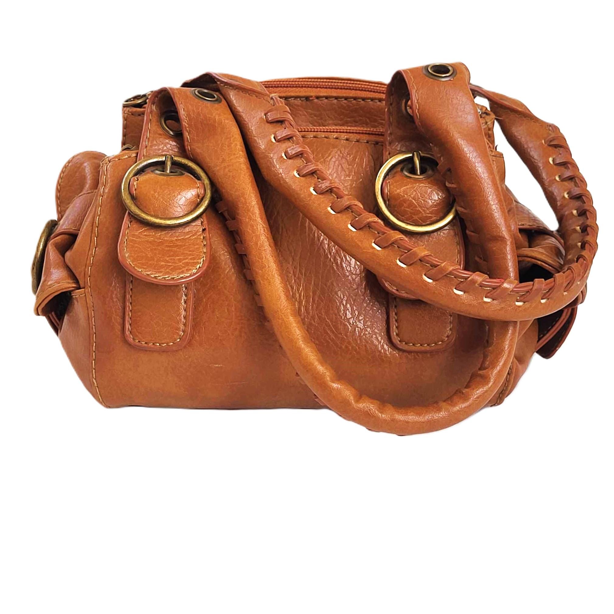 Vintage Aldo Tan Lederhandtasche Kleine Geldborse mit Seitentaschen Drei ReiBverschlussfacher Klassische Designtasche Taglicher Gebrauch Alle Gelegenheit Etsy