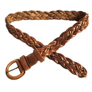 Bohemian brown leather rope knot belt Boho Belt, Circles and Rope, Tie Belt ,brown,tan,32 main image 3