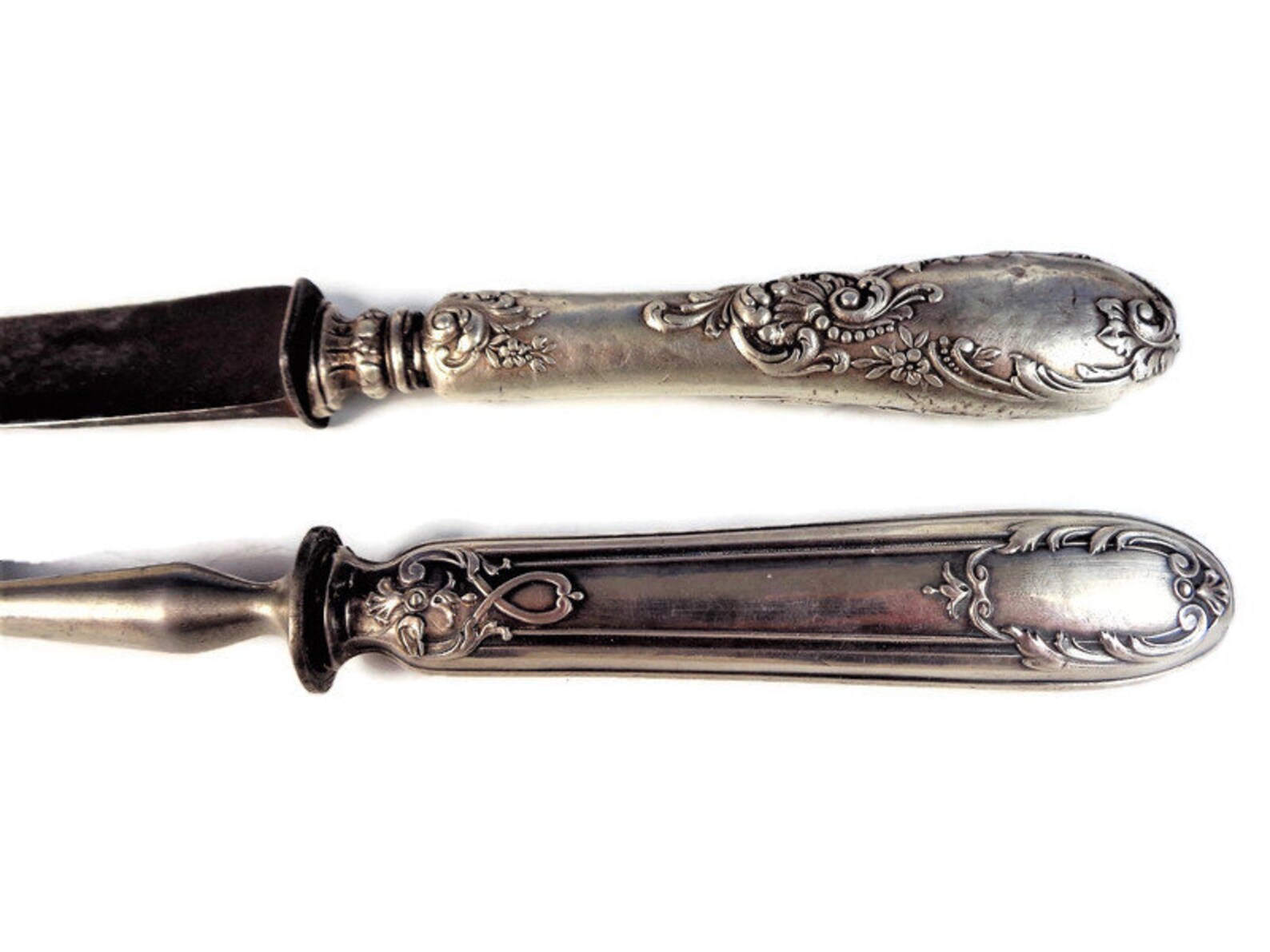 Antique Silver Carving Set with Knife and Fork with Box Etsy