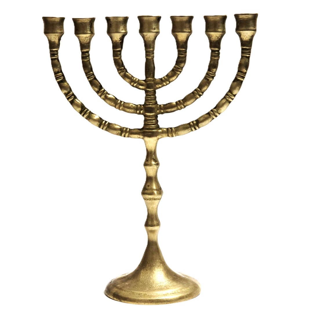 Menorah Types Vintage Brass 7 Branch Menorah Candlestick Jewish Judaica Candle Holder ...