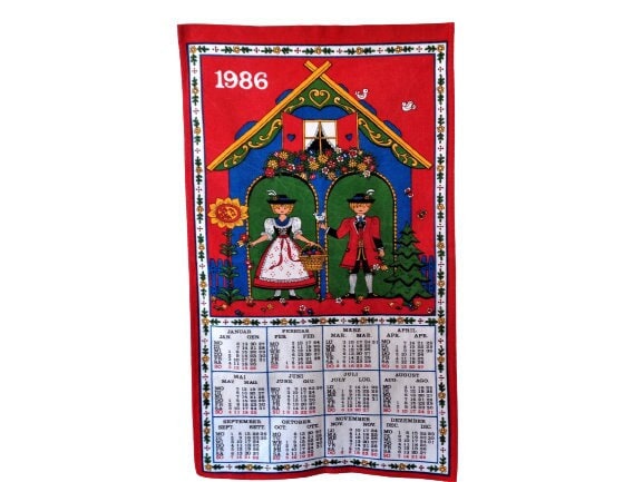 Vintage Tea Towel Calendar 1986, Linen Cloth Kitchen Wall Calendar,  Birthday Gift - Etsy