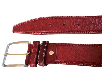 29”-33” TALBOTS Italian Skinny Red Leather Belt With Silver  display picture 2
