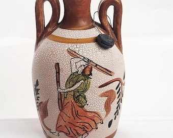 古代ギリシャの陶器の絵付け壺（アンフォラ）。古風な手作りのレプリカ