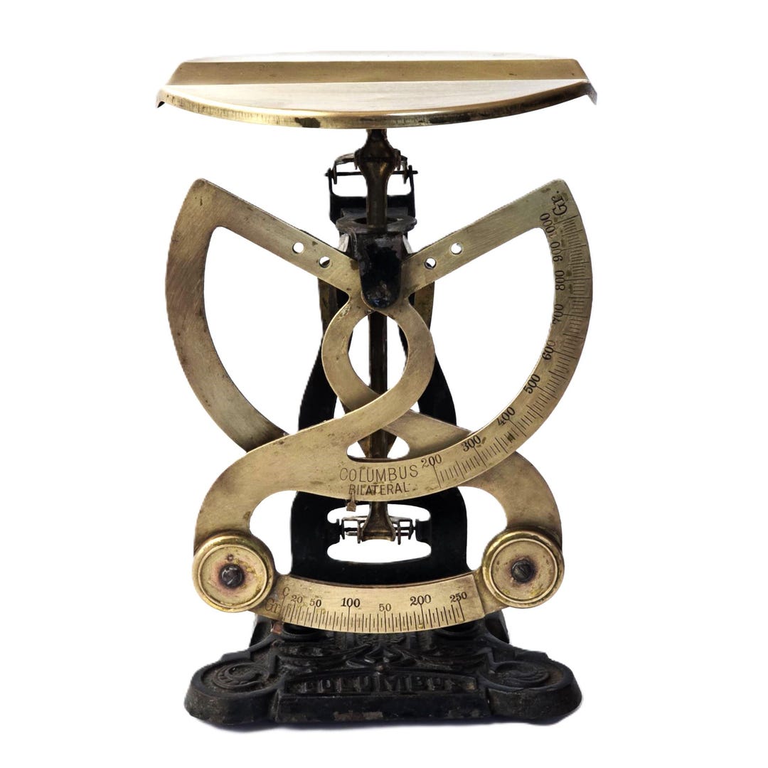 Vintage Columbus Bilateral Scale, Antique Brass Cast Iron Balance