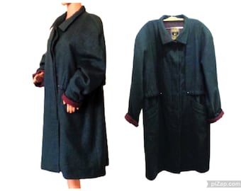 Vintage Austrian Boiled Wool Coat, Original Aquila Alpacca, Green Women Bavarian Loden, Winter Overcoat