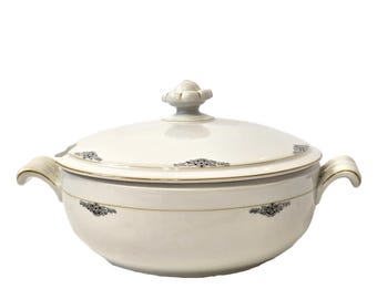 1930年代 ソルトマン バイエルン磁器 蓋付きキャセロール皿 金象嵌