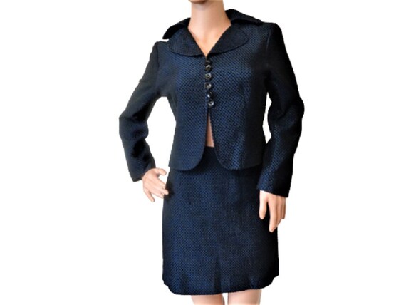 Ensemble Tailleur Moschino Cheap And Chic Rouge Noir En Laine Et Velours - Veste Et Jupe, Taille M