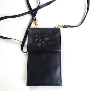 Pochette en cuir noir pour téléphone portable, portefeuille à trois volets, sac à bandoulière vintage pour iPhone avec de nombreuses poches, porte-cartes de crédit
