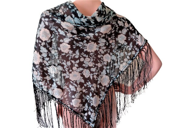 小物 Ralph Lauren dirt fringe long stole Ralph LAUREN Silk Scarf, Fringed Triangular Shawl, Sheer