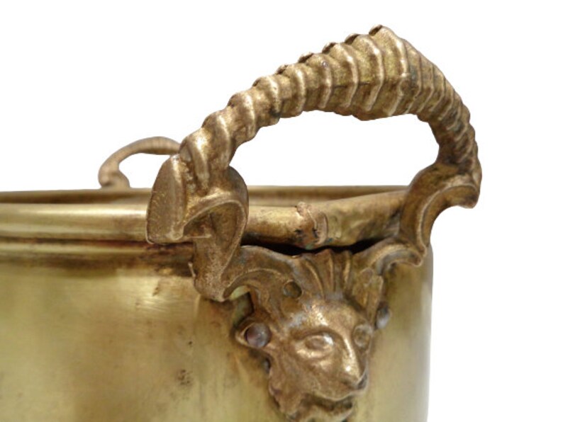 Vintage Brass Planter With Lion Head Handles Large French Etsy