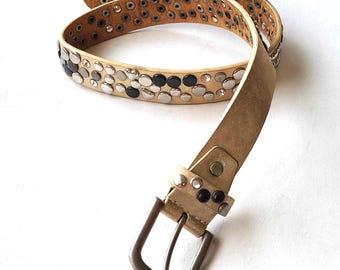 Vintage 80s Studded Faux Leather Belt by David Hicks XS S M, Retro