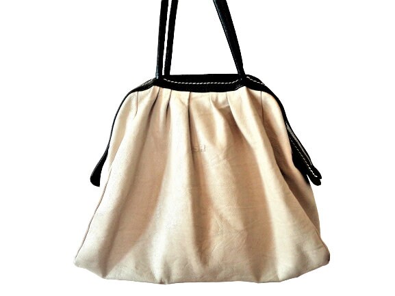 Sonia Rykiel Tote Bag, off White Leather Shoulder Bag, Large Sonia Rykiel Tote Bag, off White Leather Shoulder Bag, Large
