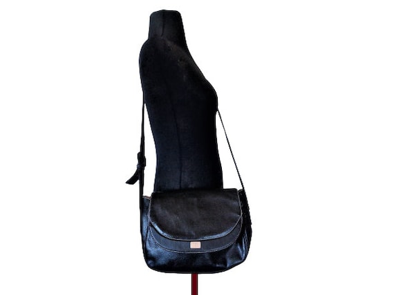 Gianfranco Ferre Bag, Black Leather Shoulder Purse, GFF Gianfranco Ferre Bag, Black Leather Shoulder Purse, GFF
