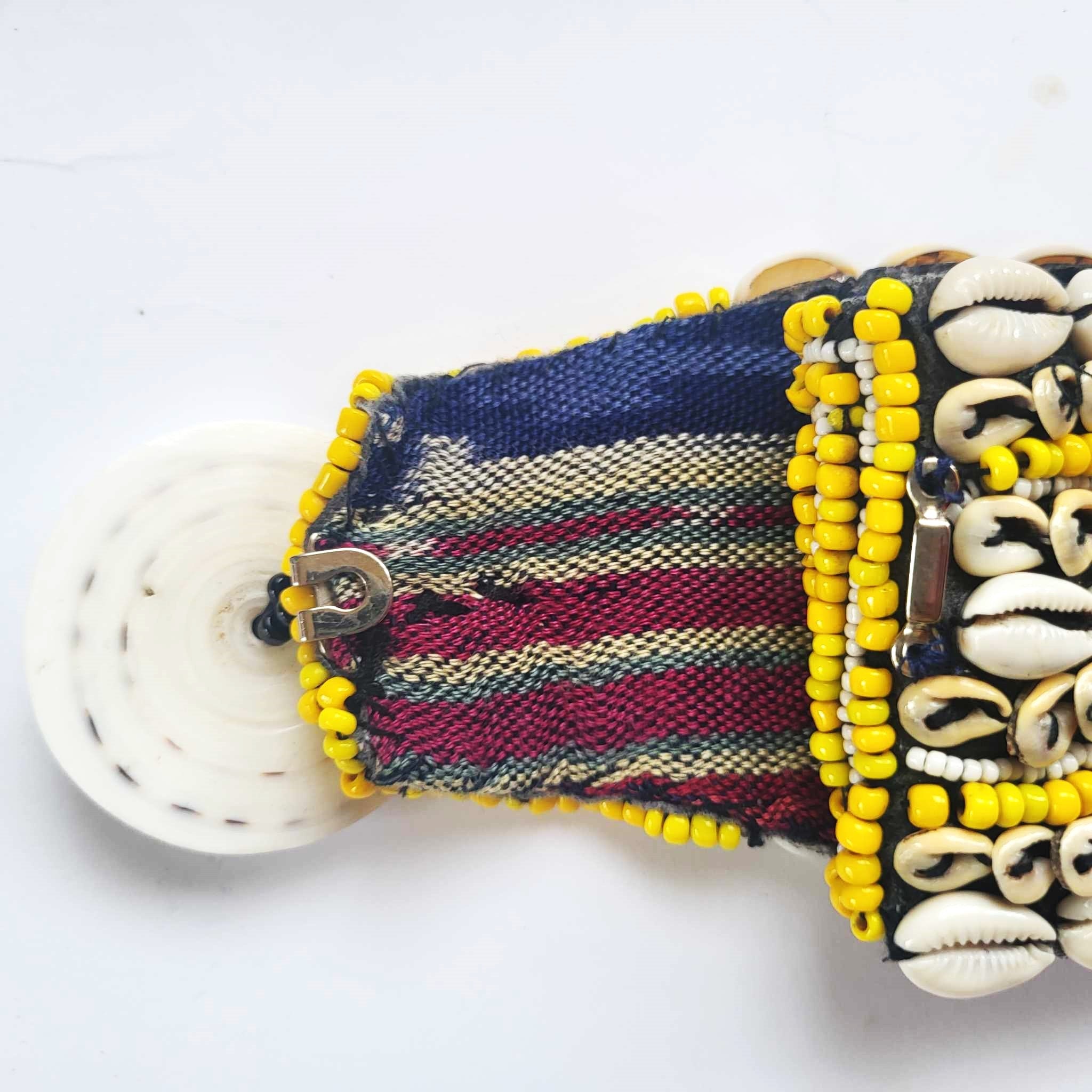 African Cowrie Shell Belt, Vintage Hand Crafted Beaded 