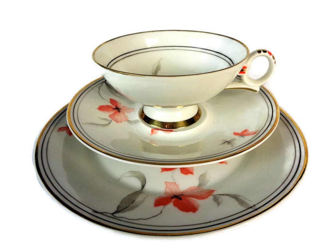 Hertel Jacob Bavarian China Tea Cup Trio, Bavaria Trio Cup Saucer ...