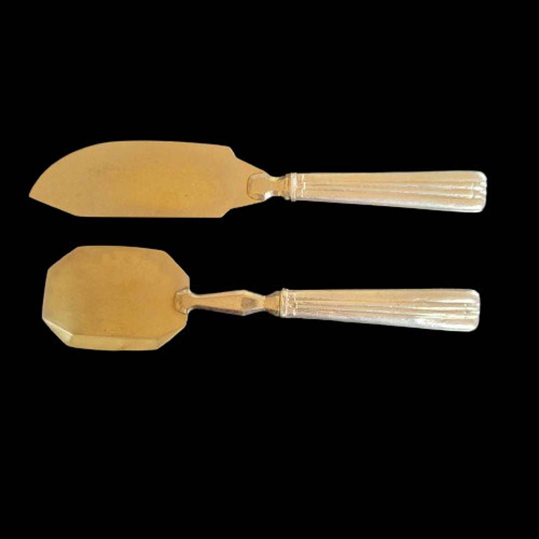 Antique Silver Plate Butter Knife and Jelly Spoon Server, Art Deco