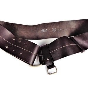 Wide Brown Leather Belt, Vintage Womens Belt with Hook for Accessories