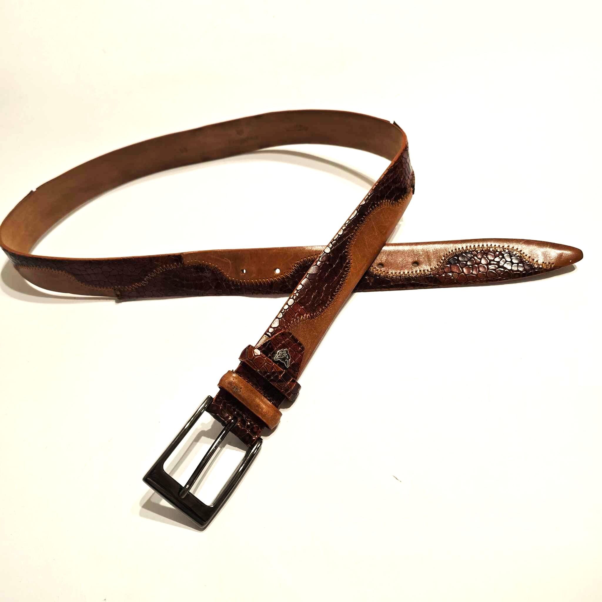 Ceinture Vintage En Cuir Tressé Paolo Da Ponte - Taille 73/78 - Marron - Occasion à Saisir