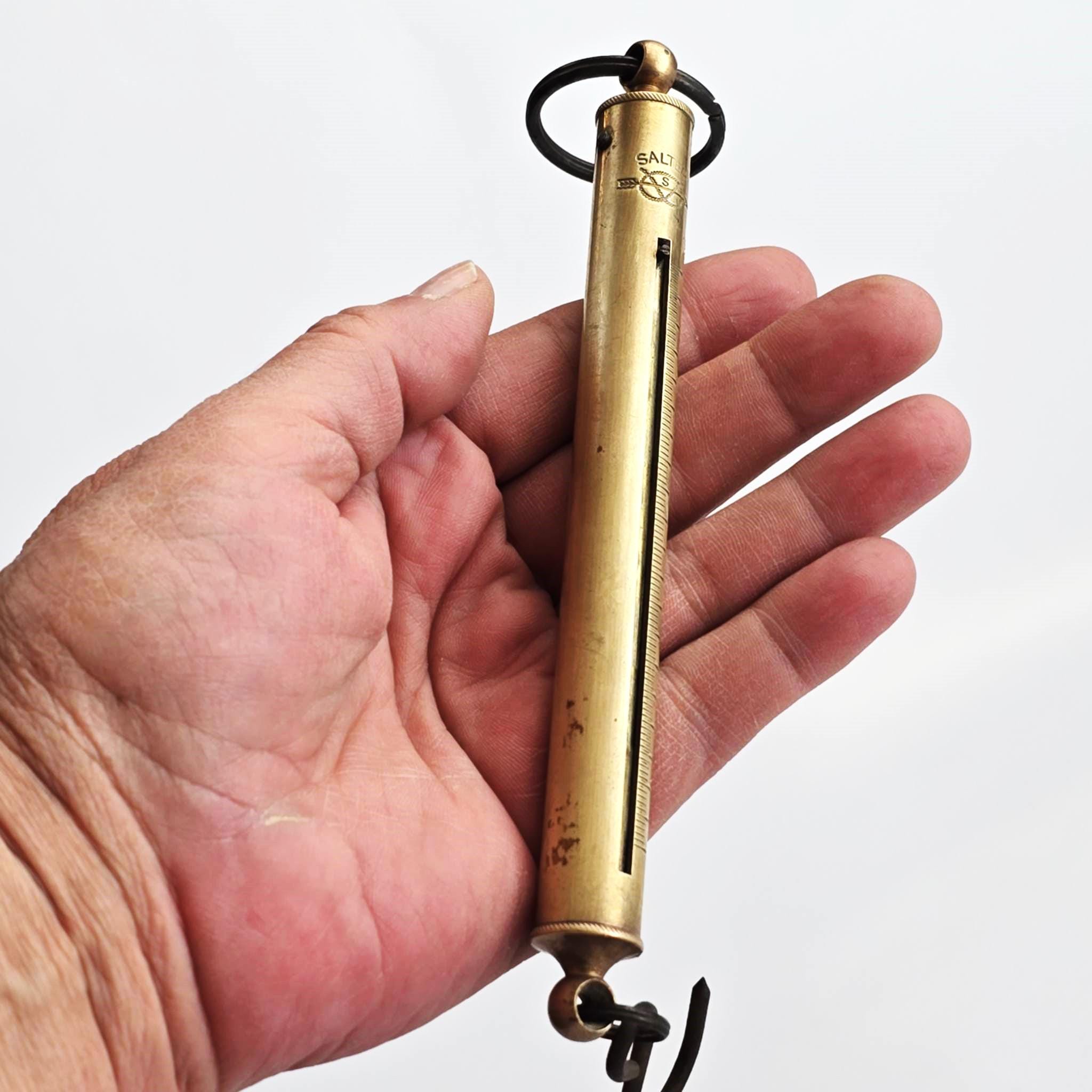 Vintage SALTER Brass Spring Balance Scale, Hanging Weight