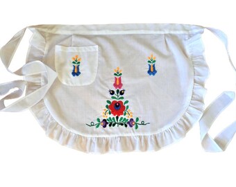 ハンガリー刺繍エプロン、カロチャ、ハンガリー民俗芸術、マチョー刺繍