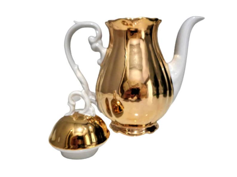Antique Coffee Pot Gold Porcelain Schlottenhof Bavaria Etsy