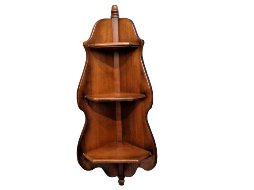 Wooden Corner Wall Shelf Large Wood 3 Tier Corner Display Shelves