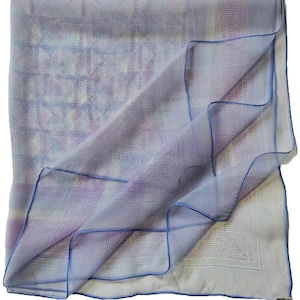 Pañuelo de seda de diseño Michel Paris, pañuelo con estampado geométrico de lunares azules, pañuelos transparentes vintage, accesorios para el cabello cuadrados grandes