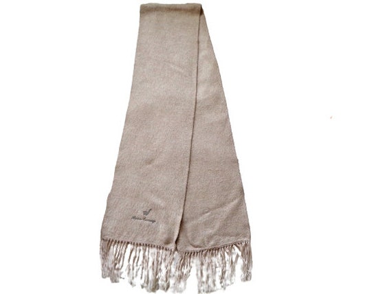 TigerTie Sciarpa Monocromatica Bianco Crema Con Frange | 170 X 35 Cm | Accessorio Elegante Uomo E Donna