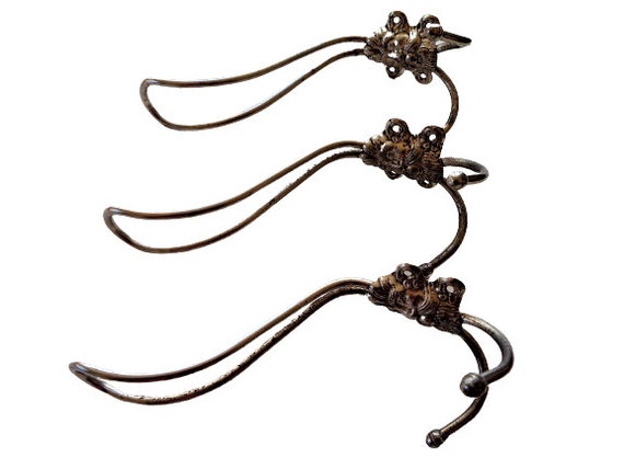 Antique Coat Hooks Set of 3, Metal Wall Hooks, Hat Hanger, Rustic