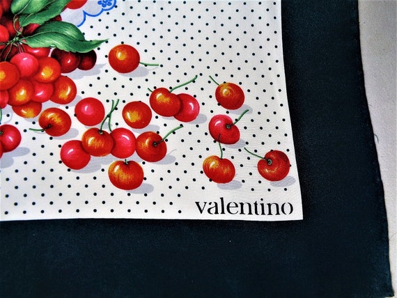 VALENTINO Silk Scarf, Cherry Flowers Print - image 5