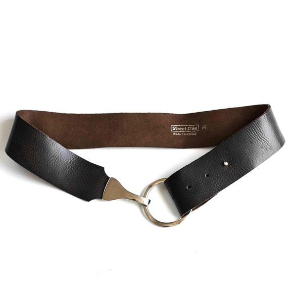 Vintage Street One Wide Women Belt Real Pebbled Leather  display picture 3