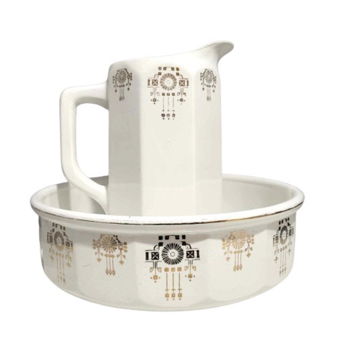 Antique Wash Basin and Pitcher Set, Belgium Ironstone Wash Bowl and ...