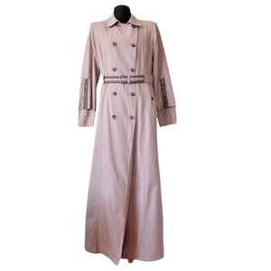 Women&#39;s Trench Coat, Vintage Long Coat, Windbreaker, Beige Trenchcoat, Double Breasted Trench Coat, Belted