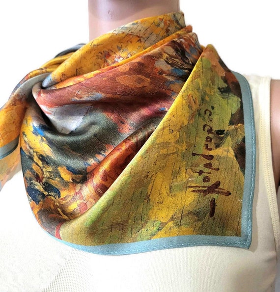 Mulberry Silk Scarf with Gloss Satin Finish, Squa… - image 7