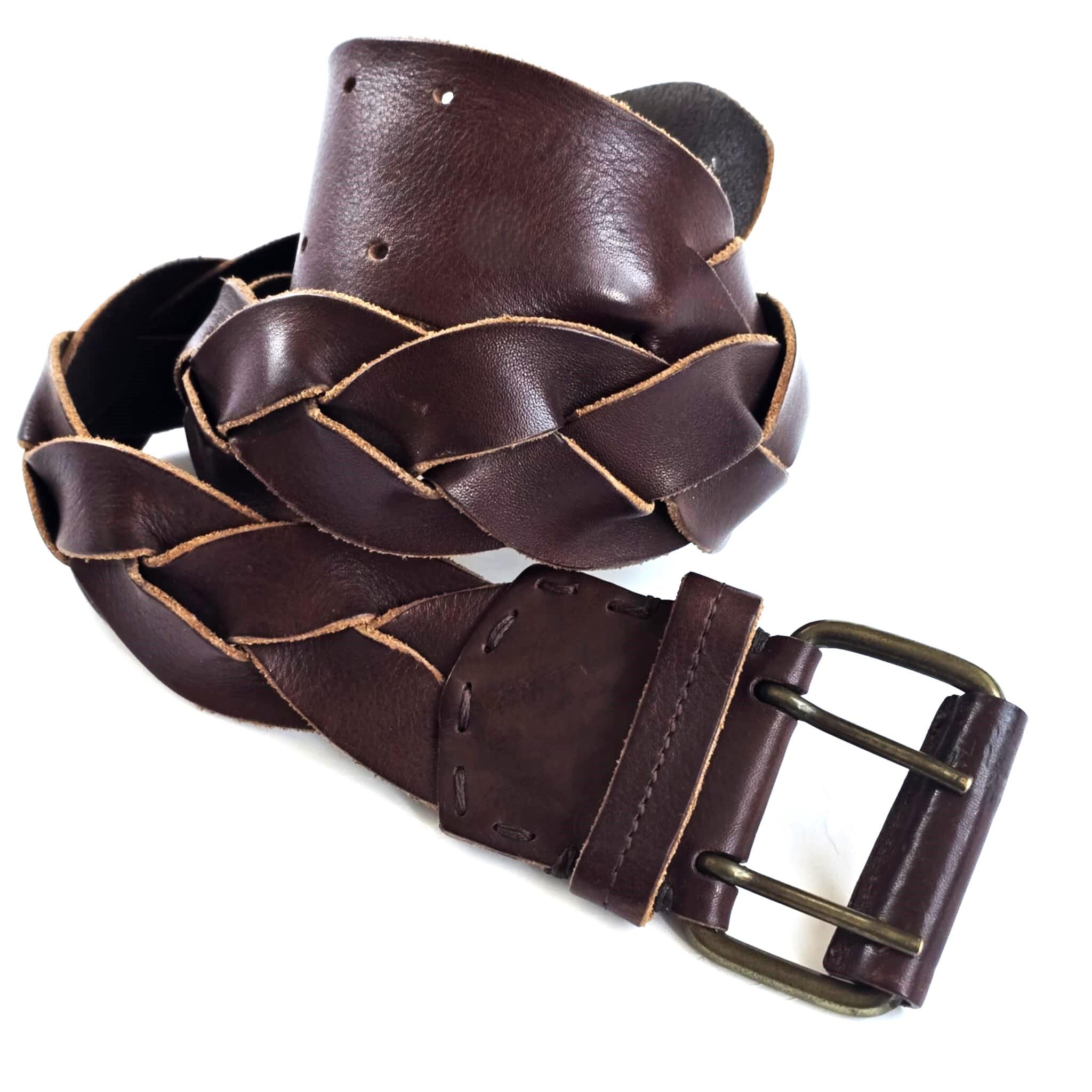Italian made linea pelle   woven wide leather statement belt Women main image 2