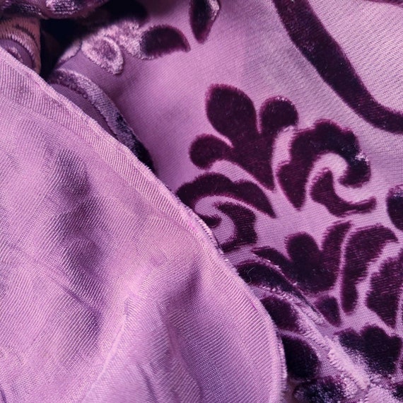 Velvet Burnout Scarf, Long Neck Scarf, Purple Fuc… - image 10