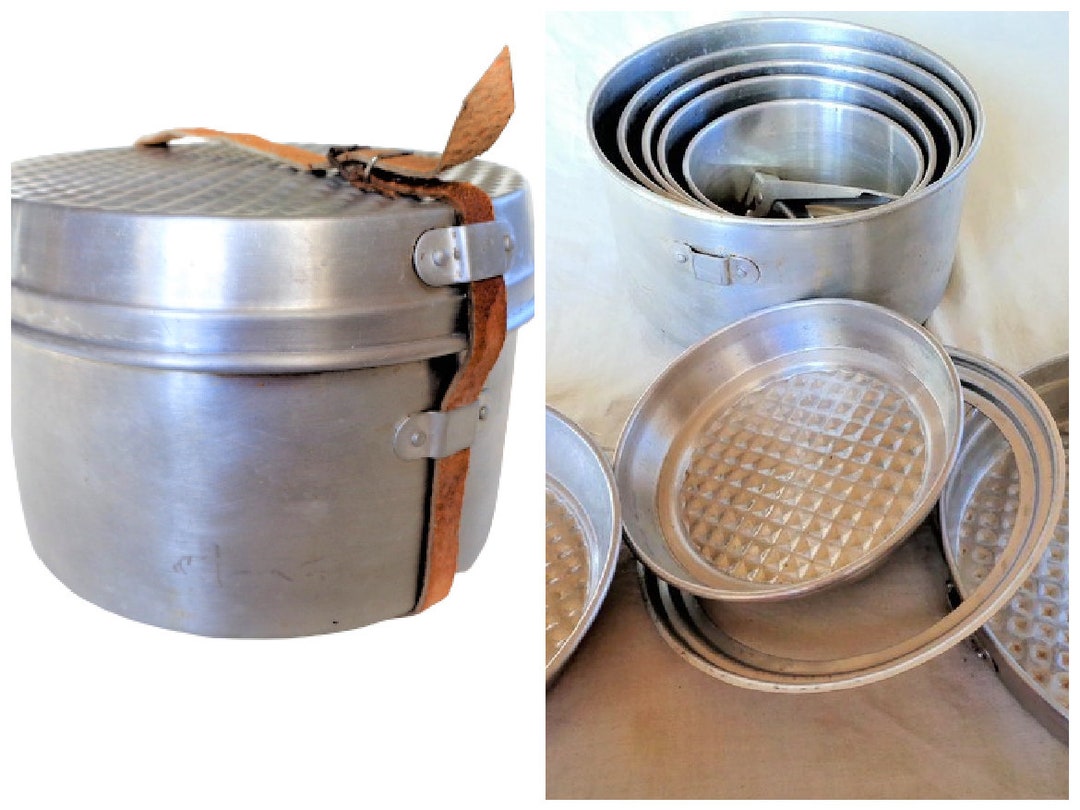 Vintage Bulldog? Brand Aluminum Nesting Pots 3 / with Lids/Pans