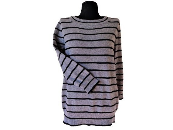 Cashmere Dames Trui Peter Hahn Trui Grijs Zwart Gestreepte - Etsy Nederland