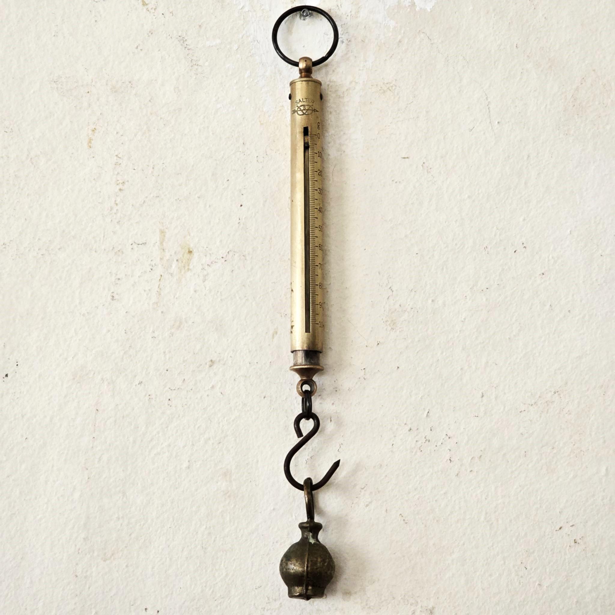 Vintage SALTER Brass Spring Balance Scale, Hanging Weight