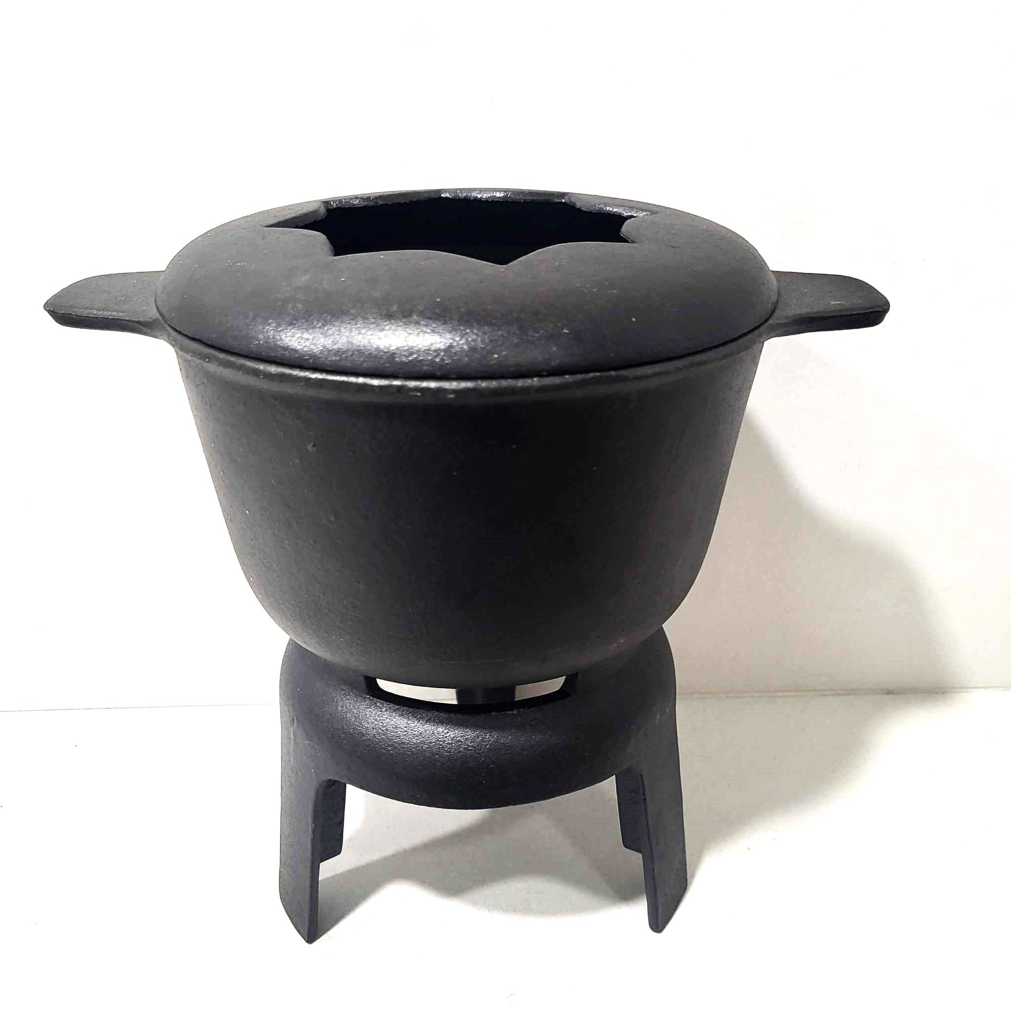 Poêlon à fondue en fonte décor alpage 22cm Stöckli