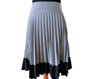 Gray Pleated Skirt, Drop Waist Skirt, Split Colors, Size L