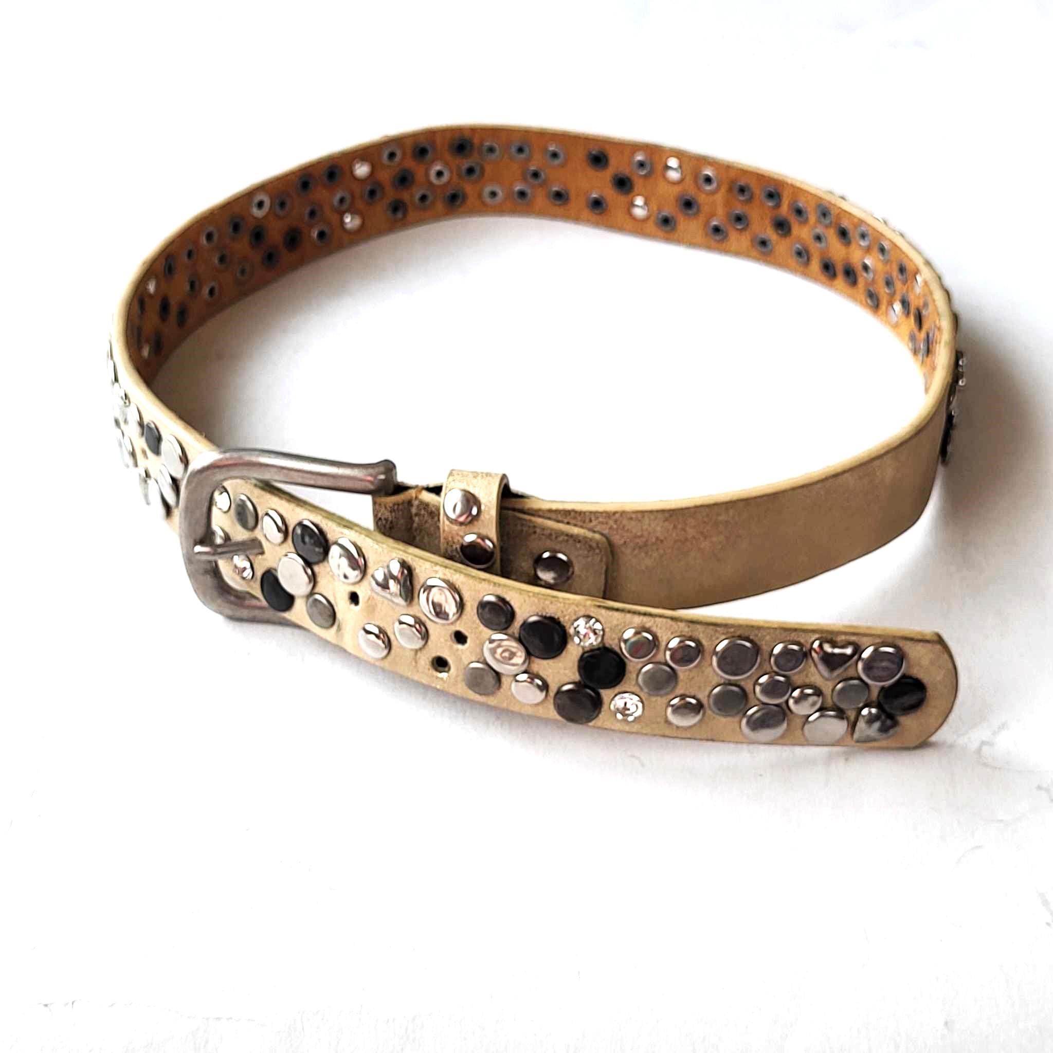 Vintage 80s 90s Studded Women Belt Silver Tone Leather With  display picture 3