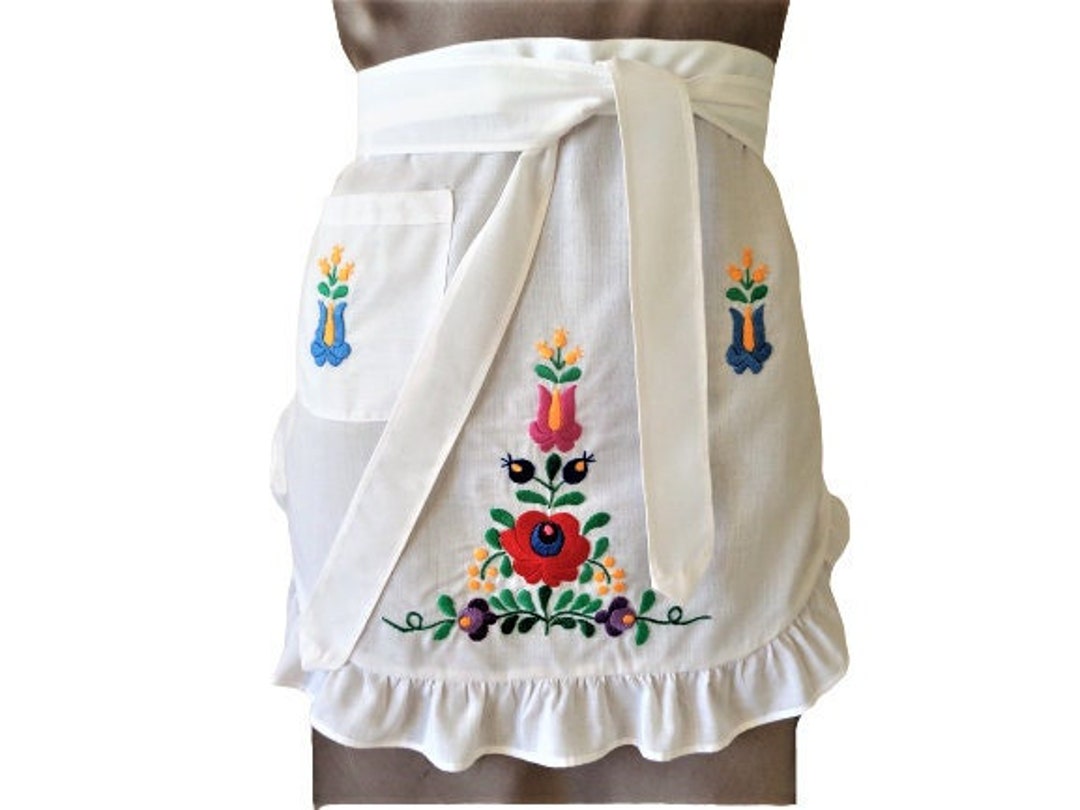 ハンガリー刺繍エプロン、カロチャ、ハンガリー民俗芸術、マチョー刺繍